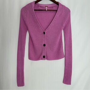Free People cardigan pink cropped long sleeve size small